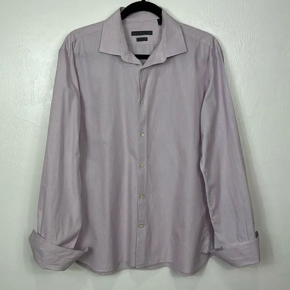 John Varvatos Slim Fit Striped Long Sleeve Button Down Shirt Size 16.5